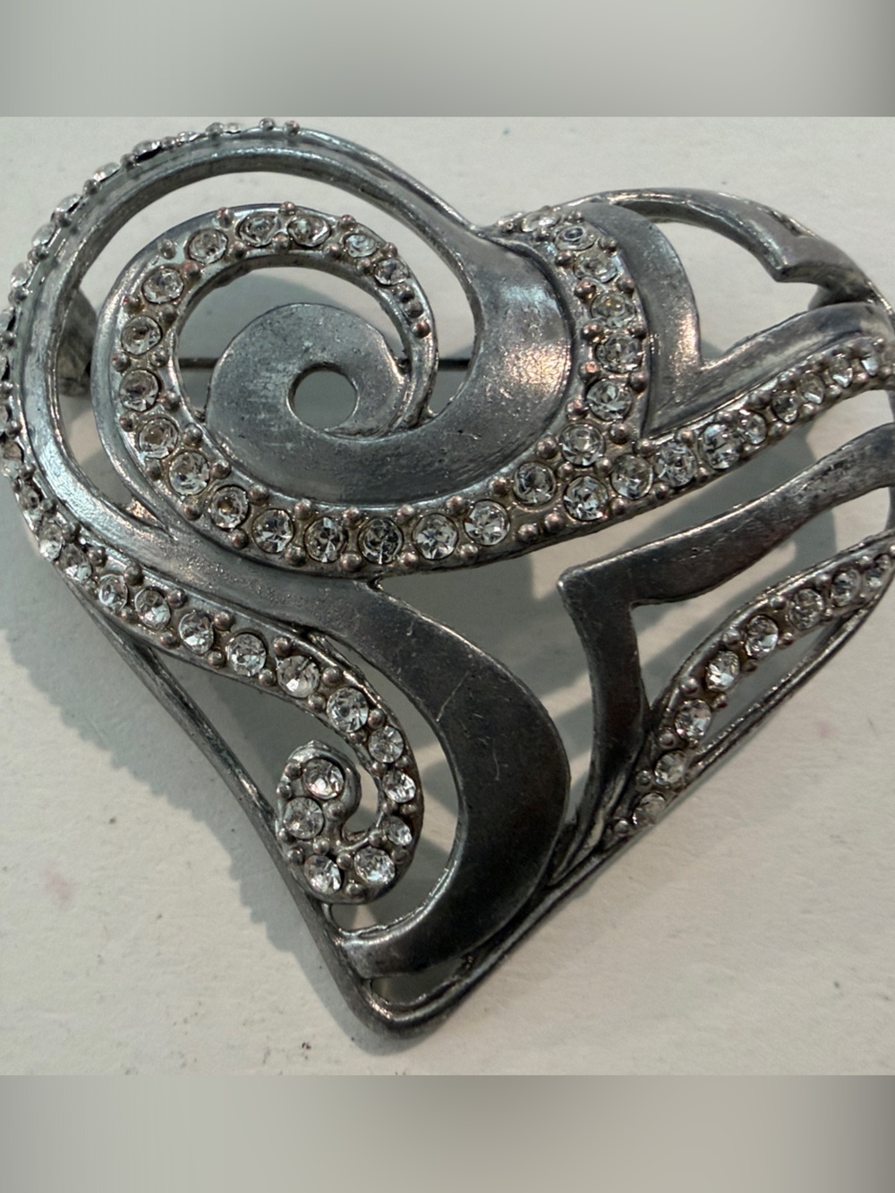 Silver Crystal Swirl Statement Ring